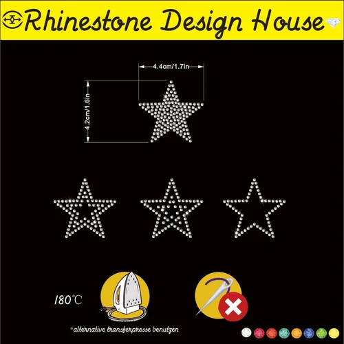 Vista 4 de 12 calcomanías termoadhesivas con diamantes de imitación de cristal de estrella, para bricolaje, camiseta de diamantes de imitación de estrella