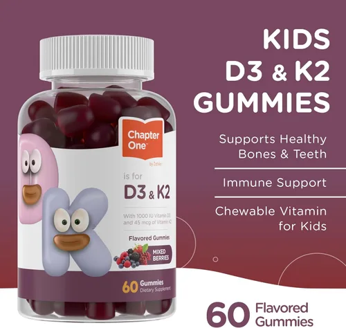 Vista 3 de Zahler Chapter One - Gomitas de vitamina D3 K2, contienen 1000 UI de vitamina D3 y 45 MCG de suplemento de gomitas de vitamina K2, D3 y K2, Kosher