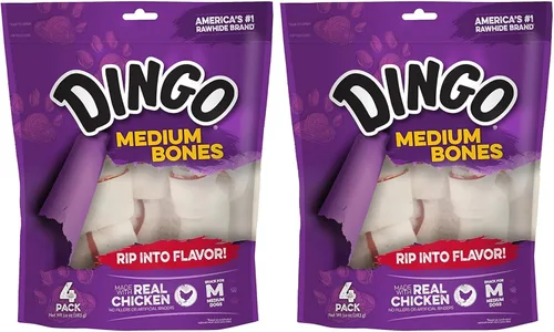 Vista 5 de Dingo Huesos medianos premium, cuero crudo para perros, hechos con pollo real
