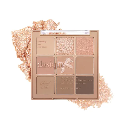 Vista 17 de dasique - Paleta de sombras #01 Sugar Brownie, libre de crueldad, 9 tonos combinables en acabados mate suave y brillante con hermosas perlas