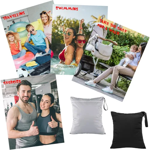Vista 3 de Shappy 2 piezas de gran bolsa de lavandería para viaje, lavable, impermeable, húmeda y seca, gran bolsa para ropa sucia, para baño, entrenamiento