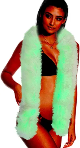 FHQHTH Light Up Fur Boa - Fuzzy Cosplay Scarf with RGB Colorful LED Lighting Party Scarf Feather Boas 79"