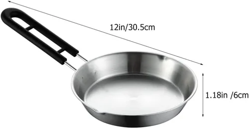 Vista 2 de Mini sartén de huevos, sartén antiadherente para tortillas, sartén redonda de acero inoxidable, sartén de cocina con asa para inducción de estufa