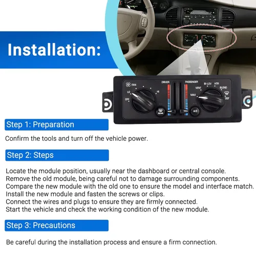 Vista 5 de Calentador A/C Módulo de control de clima dual para 2000-2005 Buick Century 3.1L 2000-2004 Buick Regal 3.8L Reemplaza 10308120 10447470 599199