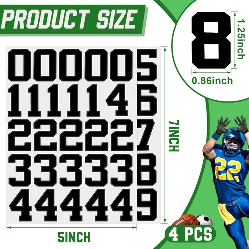 Vista 3 de Epakh 102 piezas de calcomanías de números para cascos deportivos de 1.25 pulgadas de vinilo, calcomanías adhesivas de números para cascos