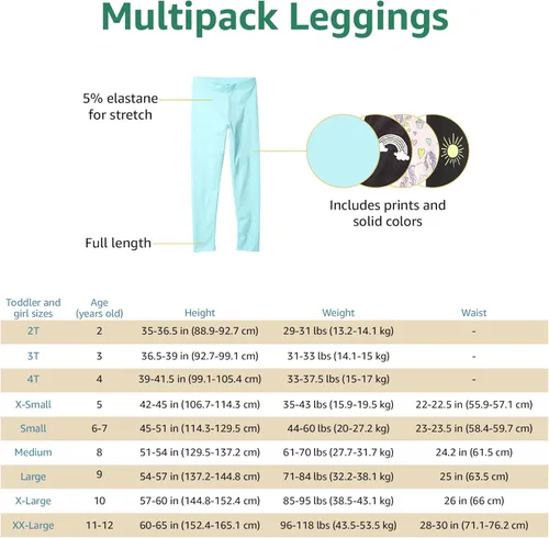 Vista 6 de Tienda Essentials - Leggings para niñas y niños pequeños (antes Spotted Zebra), paquete múltiple