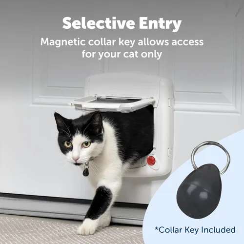 Vista 2 de PetSafe, Solapa magnética de lujo para gatos, entrada selectiva, bloqueo de 4 vías, color blanco