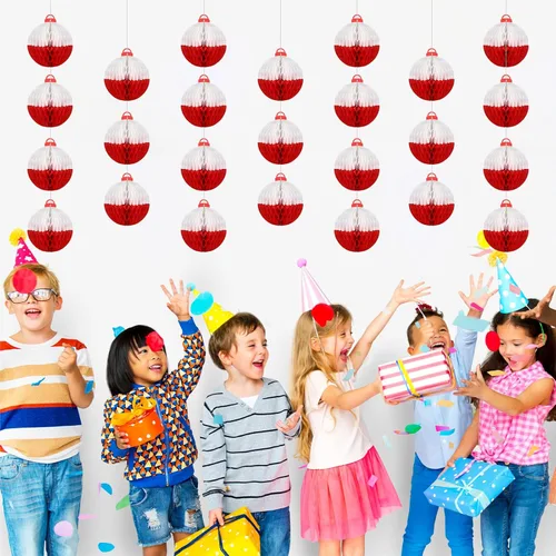 Vista 5 de 10 piezas de decoración de bolas de panal de abeja para mesas Bobber papel colgante de techo suministros de fiesta temática de pescadores