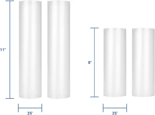 Vista 6 de INKBIRD 4 rollos de bolsas selladoras al vacío, 2 rollos de 11 pulgadas x 25 pies y 2 rollos de 8 x 25 pies, 2 rollos de sellado al vacío