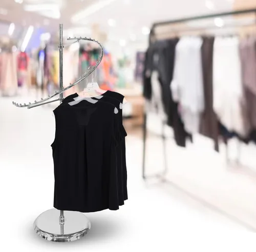 Vista 9 de SSWBasics Elegante estante de ropa espiral cromado - 29 bolas de ropa al por menor soporte de exhibición - 63 "H - Boutique ropa y accesorios