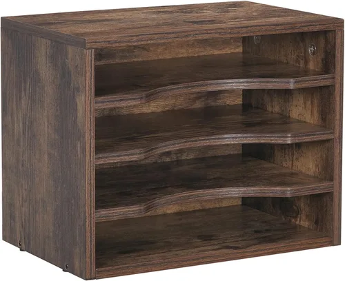 Snughome Organizador de Archivos de Madera Vintage para Escritorio, Bandeja Organizadora de Documentos y Cartas de 13.4’’ con 3 Estantes Ajustables,