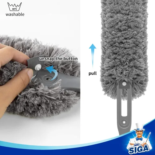 Vista 7 de MR.SIGA Plumero de microfibra sin pelusa, plumero lavable para limpieza del hogar, gris
