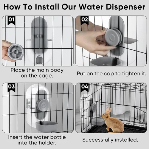 Vista 5 de Dispensador de agua automático colgante de 28 onzas, botella de agua de conejo, conejillo de indias, hurón para jaula, adecuado para cachorros