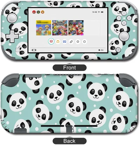 Vista 3 de Lindas calcomanías de panda de envoltura completa, calcomanías protectoras de placa frontal compatibles con Nintendo Switch