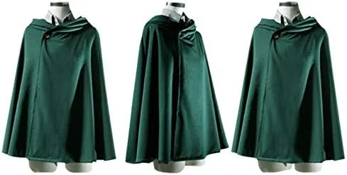 Vista 4 de Aoibox 2 capas de anime capa de disfraz de anime para cosplay con collar color verde