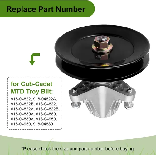 Vista 5 de Belleone 918-04822B Conjunto de husillo para tractor Craftsman Cub Troy Bilt Pony Bronco de 42 pulgadas, viene con todos los accesorios de montaje