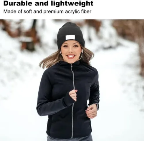 Vista 6 de Gorro para perro para mujeres y hombres, gorro de invierno para mujer, gorro de invierno con puños, gorro de invierno cálido con calavera, gorra