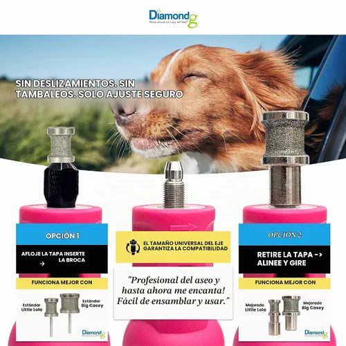 Vista 8 de Diamondg Micro - Molinillo de uñas para perros, sonido silencioso con luz Micro - Rosa