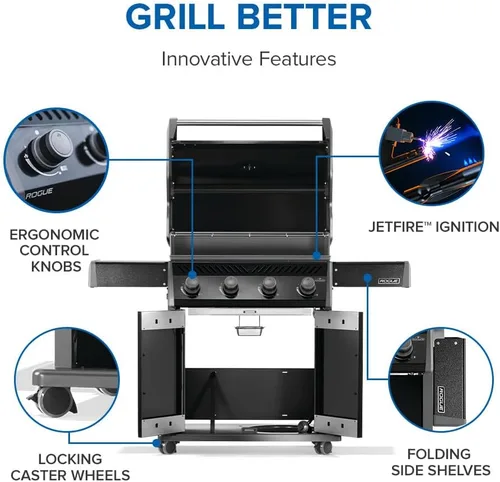 Vista 6 de Napoleon Rogue 525 - Parrilla de gas natural de 4 quemadores con rejillas