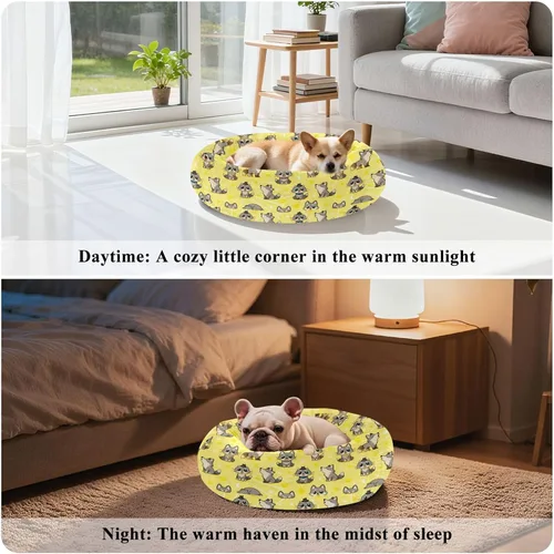 Vista 4 de Pet Dog Bed Donut Cuddler Fluffy Cat Pillow Bed for Medium Size Pets Sleeping XS Cute Wolves