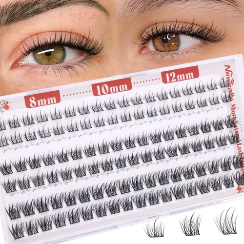 Vista 14 de Extensiones de pestañas en racimo Natural Lash, pestañas individuales cortas C-curly de 10-14mm, racimos de pestañas Wispy, para colocar en casa