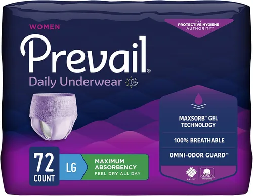 Prevail Proven | Pull-Up grande | Ropa interior protectora para incontinencia de mujer | Máxima absorción | 72 unidades