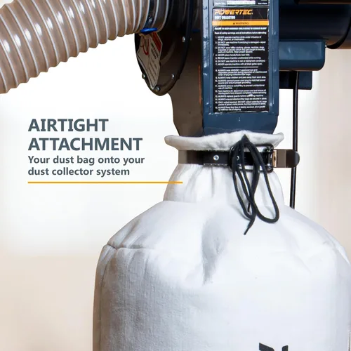 Vista 5 de POWERTEC 71835 Abrazadera de banda de 5 pulgadas de 4-3/4 a 5-1/4 pulgadas, abrazadera para bolsa colectora de polvo para POWERTEC DC5370, DC5371