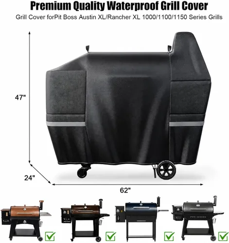 Vista 3 de QuliMetal Funda para ahumador eléctrico Pit Boss Serie 3 – Cubierta para parrillas Pit Boss PBV3G1 Ahumador vertical 600D resistente al agua