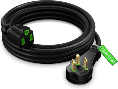 Vista 17 de Maximm Cable de extensión de enchufe plano de 1 pie con diseño de enchufe delgado que ahorra espacio, cable de extensión de perfil bajo 16AWG (negro)