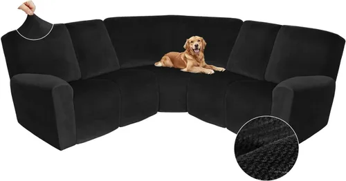 Vista 66 de Arfntevss Fundas de sofá seccional reclinable de terciopelo, Funda de sofá seccional de esquina para sofá reclinable, Funda elástica suave