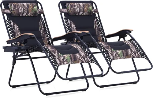 Vista 20 de MFSTUDIO Zero Gravity - Juego de 2 sillas de gran tamaño para exteriores, sillas antigravedad para exteriores, silla plegable ajustable con soporte