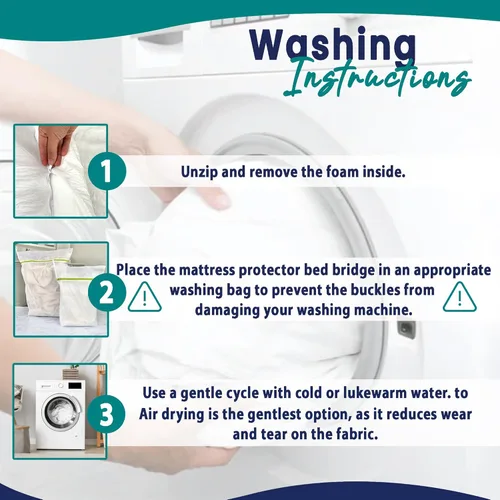 Vista 6 de Convertidor de puente de cama 2 en 1 de tamaño individual a King con protector de colchón impermeable y correas elásticas, relleno de espacio King