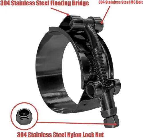 Vista 2 de BOTTEN 2 piezas de abrazaderas de manguera con perno en T de acero inoxidable de 1 pulgada - Rango de abrazadera 32-37mm para manguera de 1 ID