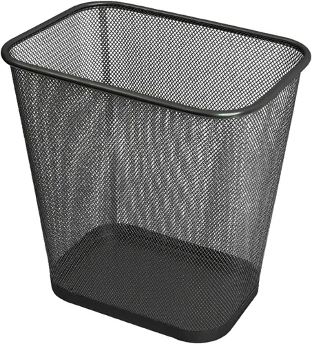 Vista 3 de YBM HOME Cubo de basura de malla para el hogar y la oficina, papelera de metal para oficina, con forma rectangular, 3.5 galones (paquete de 6), Negro