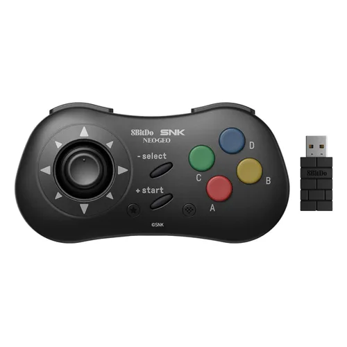 8Bitdo NEOGEO Wireless Controller for Windows, Android, and NEOGEO mini with Classic Click-Style Joystick - Officially Licensed by SNK (Black