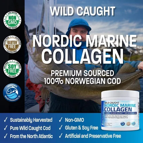 Vista 7 de Bronson Polvo de proteína hidrolizada de péptidos marinos de colágeno + aceite de krill antártico 1000 mg con omega-3s EPA DHA
