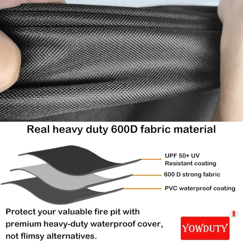 Vista 3 de Funda rectangular para mesa de fogata de gas propano de 44x28x24 pulgadas, impermeable de servicio pesado 600D, funda rectangular para chimenea