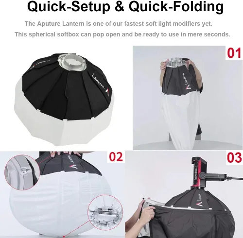 Vista 7 de Aputure Modificador de luz suave para farol, 26 pulgadas, ajuste rápido, plegable, luz espacial Aputure mejorada para 300D Mark II 120D 120T 120D