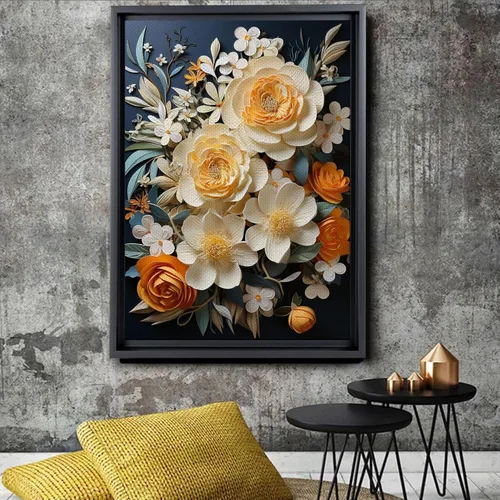 Vista 3 de Harvest print Textured Wall Art Square Canvas Art Vibrant Orange Fruit print Living Room Wall Decor Nature Inspired Wall Decor