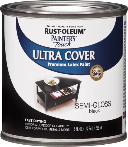 Vista 16 de Rust-Oleum 1976502 Painter's Touch - Pintura de látex, cuarto de galón, negro plano, 32 onzas líquidas, (paquete de 1)