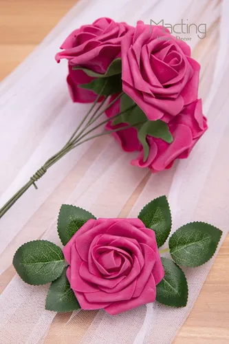 Vista 6 de MACTING 30 PCS Flores Artificiales Rosas Negras y Blancas Flores Falsas con Tallo Rosas de Espuma de Tacto Real para Boda Bola de Besos Ramillete 15