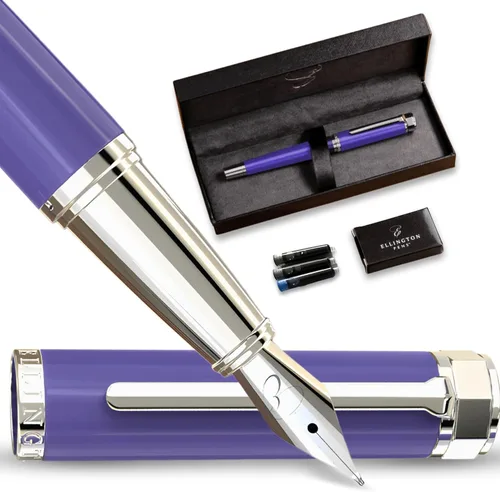 Vista 13 de Ellington Pens Juego de pluma estilográfica de lujo, punta media lisa, incluye 3 cartuchos de tinta, convertidor de tinta recargable, caja