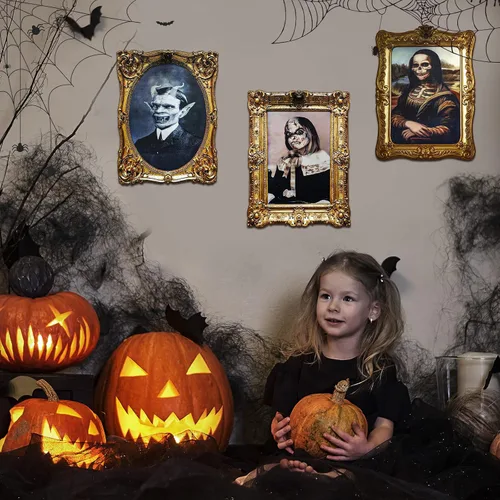 Vista 5 de ECGER Decoraciones de Halloween para interiores, imágenes de caras Decoración de Halloween 4 piezas