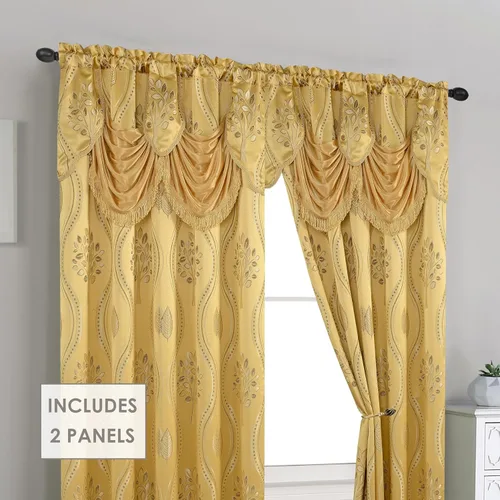 Vista 3 de Elegant Comfort juego de panel de cortinas hermoso y de lujo para ventada con cenefa adherida y fondo de 54 pulgadas x 84 pulgadas (juego de 2)