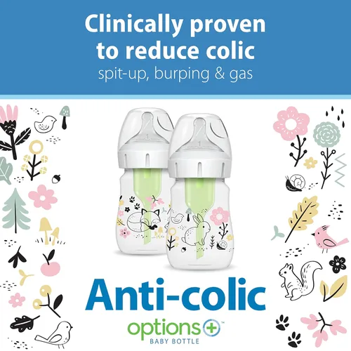 Vista 4 de Dr. Brown's Natural Flow® Anti-Colic Options+™ Biberón de cuello ancho Edición de diseñador Botellas y esponja reutilizable Cepillo de limpieza