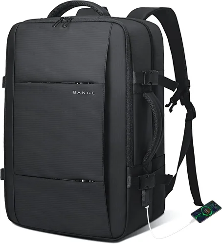 BANGE Mochilas de viaje, mochilas de mano aprobadas para vuelo, mochila para laptop de 17 pulgadas para bolsa de viaje internacional, mochila de