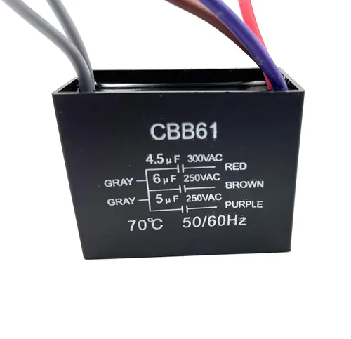 Vista 6 de Nuevo condensador de ventilador de techo CBB61 4.5uf + 6uf + 5uf 5 cables 250V