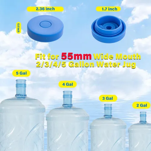 Vista 3 de Tapa reutilizable para jarra de agua de 5 galones, tapa de cubo de repuesto de silicona de grado alimenticio para botellas de 2/3/4/5 galones