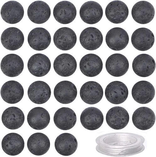 Vista 30 de 100 piezas de cuentas de cristal natural con piedras preciosas redondas sueltas de curación de energía con cordón elástico de cristal para hacer