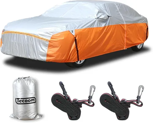Vista 51 de Tecoom Funda impermeable para todo tipo de clima, resistente al viento, protector de granizo con forro polar y puerta con cremallera, protección